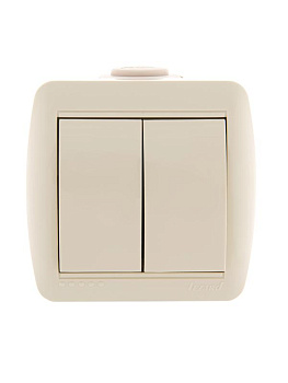 Выключатель 2-кл. ОП Nata 10А IP20 крем. LEZARD 710-0300-101