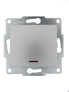 Механизм выключателя 1-кл. 1п СП Karina 10А IP20 с подсветкой матов. серебр. LEZARD 707-4388-111