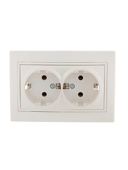 Розетка 2-м СП Mira 16А IP20 с заземл. со вставкой керамика жемчуж./бел. перламутр. LEZARD 701-3030-127