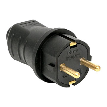 Вилка прямая 16А 2P+PE 230В IP44 каучук EKF RPS-011-16-230-44