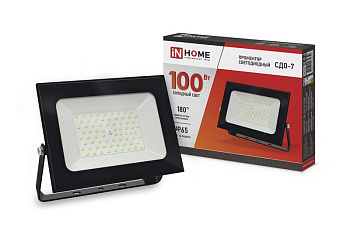 Прожектор светодиодный СДО-7 100Вт 230В 6500К IP65 черн. IN HOME 4690612034652 Прожектор светодиодный СДО-7 100Вт 230В 6500К IP65 черн. IN HOME 4690612034652