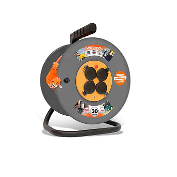 Удлинитель на катушке 4х30м с заземл. 16А IP44 ВЕМ-250 термо ПВС 3х2.5 UNIVersal 9634207