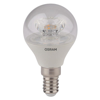 Лампа светодиодная LED STAR CLASSIC P 40 5.4W/830 5.4Вт шар 3000К тепл. бел. E14 470лм 220-240В прозр. пласт. OSRAM 4052899971622 Лампа светодиодная LED STAR CLASSIC P 40 5.4W/830 5.4Вт шар 3000К тепл. бел. E14 470лм 220-240В прозр. пласт. OSRAM 4052899971622
