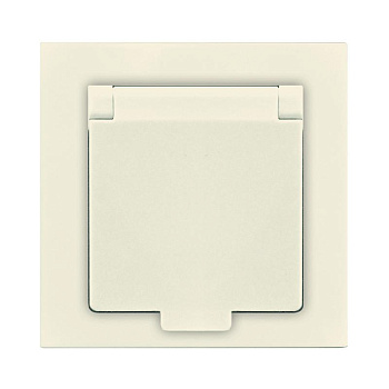 Розетка 1-м СП Афина 16А IP20 с заземл. с крышкой в сборе сл. кость (ivory) Universal A0029-I