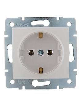 Механизм розетки 1-м СП Karina с заземл. термопласт жемчуж./бел. перламутр. LEZARD 707-3088-122B