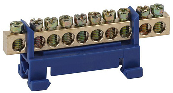 Шина N "ноль" в изоляторе типа стойка ШНИ 6х9-10-Д син. NO-222-77-1 ЭРА Б0044125 