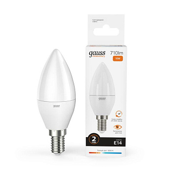 Лампа светодиодная Elementary Candle 10Вт E14 3000К Gauss 33110 Лампа светодиодная Elementary Candle 10Вт E14 3000К Gauss 33110