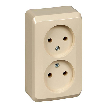 Розетка 2-м ОП Этюд 16А IP20 250В без заземл. без защ. шторок крем. SchE PA16-005K