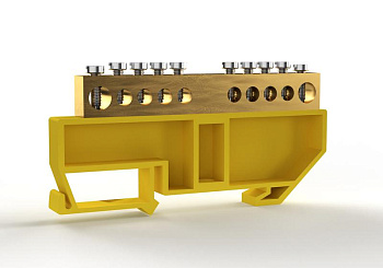 Шина PE "земля" на DIN-изоляторе 8х12мм 10 отвер. латунь TOKOV ELECTRIC TKE-BCB-812-10-DIN/PE  Шина PE "земля" на DIN-изоляторе 8х12мм 10 отвер. латунь TOKOV ELECTRIC TKE-BCB-812-10-DIN/PE