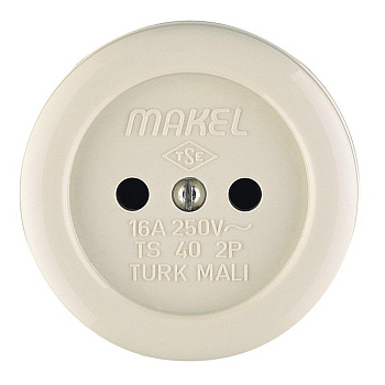 Розетка 1-м ОП 16А IP20 круглая без заземл. бел. Makel 16012