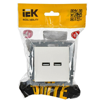 Розетка BRITE USB A+A 3.1А РЮ10-1-БрБ бел. IEK BR-U21-D31-K01
