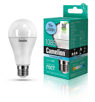 Лампа светодиодная LED13-A60/845/E27 13Вт грушевидная 4500К бел. E27 1085лм 220-240В Camelion 12046 Лампа светодиодная LED13-A60/845/E27 13Вт грушевидная 4500К бел. E27 1085лм 220-240В Camelion 12046