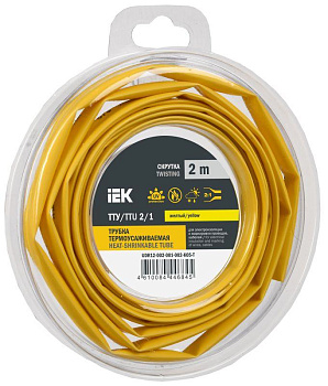 Трубка термоусадочная ТТУ нг-LS 2/1 желт. (уп.2м) IEK UDR12-002-001-002-K05-T Трубка термоусадочная ТТУ нг-LS 2/1 желт. (уп.2м) IEK UDR12-002-001-002-K05-T