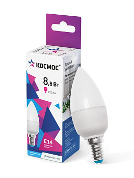 Лампа светодиодная CN 8.5Вт 6500К E14 220В КОСМОС LkecLED8.5wCNE1465