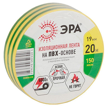 Изолента ПВХ 19ммх20м желто-зел. ЭРА C0036545 Изолента ПВХ 19ммх20м желто-зел. ЭРА C0036545
