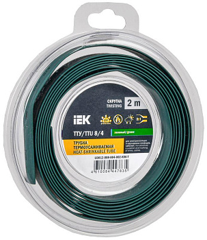 Трубка термоусадочная ТТУ нг-LS 8/4 зел. (уп.2м) IEK UDR12-008-004-002-K06-T Трубка термоусадочная ТТУ нг-LS 8/4 зел. (уп.2м) IEK UDR12-008-004-002-K06-T