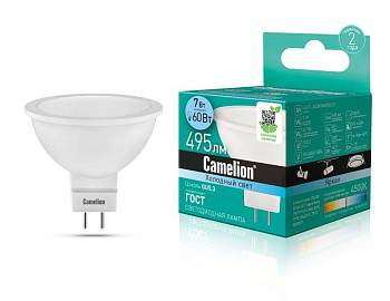 Лампа светодиодная LED7 JCDR/845/GU5.3 7Вт 4500К бел. GU5.3 485лм 220-240В Camelion 11657 Лампа светодиодная LED7 JCDR/845/GU5.3 7Вт 4500К бел. GU5.3 485лм 220-240В Camelion 11657