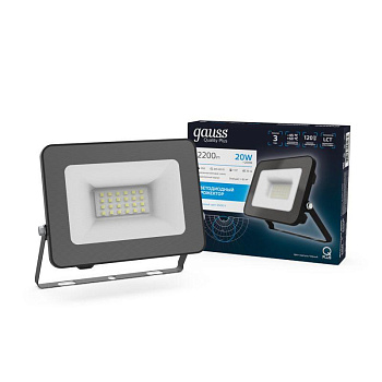 Прожектор светодиодный Qplus ДО 20Вт 6500К IP65 2000лм 200-240В черн. GAUSS 613511320 Прожектор светодиодный Qplus ДО 20Вт 6500К IP65 2000лм 200-240В черн. GAUSS 613511320