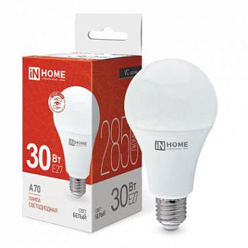 Лампа светодиодная LED-A70-VC 30Вт 230В E27 4000К 2700лм IN HOME 4690612024141 Лампа светодиодная LED-A70-VC 30Вт 230В E27 4000К 2700лм IN HOME 4690612024141