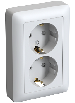 Розетка 2-м СП Хит 16А IP20 с заземл. защ. шторки бел. SchE RS16-231-B