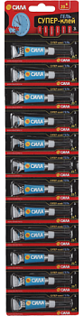 Супер-клей ГЕЛЬ 3г лента BL-12 SSGBL12-3 (блист.12шт) СИЛА C0042300