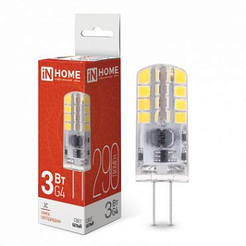 Лампа светодиодная LED-JC 3Вт 12В G4 4000К 290лм IN HOME 4690612036021