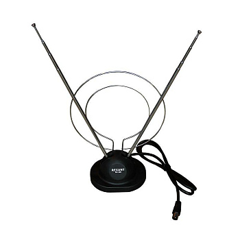 Антенна ТВ комнатная RX-100 телескопич. на подставке с кольцом VHF; UHF 47-860MHz REXANT 34-0100 Антенна ТВ комнатная RX-100 телескопич. на подставке с кольцом VHF; UHF 47-860MHz REXANT 34-0100