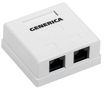 Розетка информационная RJ45 кат.5е UTP 2 порта настенная GENERICA ITK CS2-1C5EU-22-G Розетка информационная RJ45 кат.5е UTP 2 порта настенная GENERICA ITK CS2-1C5EU-22-G