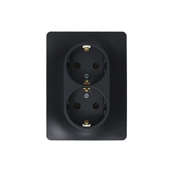 Розетка 2-м Glossa 16А с заземл. в сборе антрацит SchE GSL000724