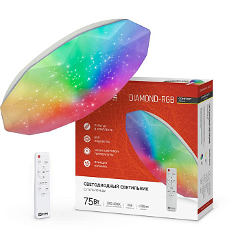 Светильник светодиодный COMFORT DIAMOND-RGB 75Вт 230В 3000-6500К 6000лм 500х90мм с пультом ДУ IN HOME 4690612044583 Светильник светодиодный COMFORT DIAMOND-RGB 75Вт 230В 3000-6500К 6000лм 500х90мм с пультом ДУ IN HOME 4690612044583