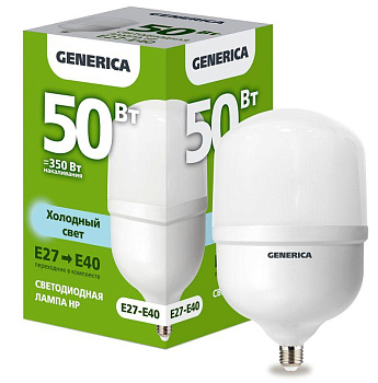 Лампа светодиодная HP 50Вт 6500К E27-E40 230В GENERICA LL-HP-50-230-65-E27-E40-G Лампа светодиодная HP 50Вт 6500К E27-E40 230В GENERICA LL-HP-50-230-65-E27-E40-G