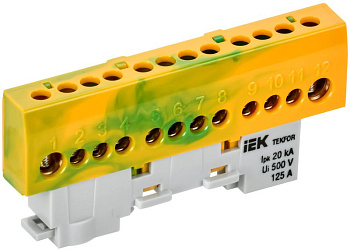 Шина PE "земля" изол. на универс. держ. 8х12-12-ЖЗ TEKFOR IEK TF-NN20-12-KL-K52