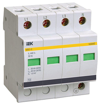 Ограничитель перенапряжения ОПС1-C 4P IEK MOP20-4-C Ограничитель перенапряжения ОПС1-C 4P IEK MOP20-4-C