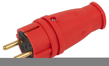 Вилка VX10-R-IP44 16А IP44 прямая с заземл. каучук красн. ЭРА Б0055415