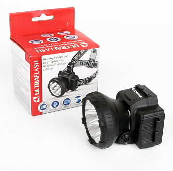 Фонарь налобный аккумуляторный LED 5365 (220В 5LED 2 режима; черн.) Ultraflash 11648 Фонарь налобный аккумуляторный LED 5365 (220В 5LED 2 режима; черн.) Ultraflash 11648