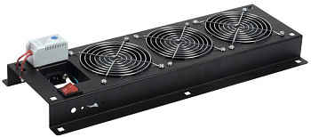 Панель вентиляторная с выключателем и термостатом 3 мод. черн. ITK FM05-32M 