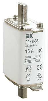 Вставка плавкая ППНИ-33 16А габарит 00С IEK DPP11-016 Вставка плавкая ППНИ-33 16А габарит 00С IEK DPP11-016