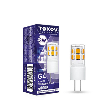 Лампа светодиодная 3Вт Capsule 4000К G4 220-240В TOKOV ELECTRIC TKE-G4-3-4K Лампа светодиодная 3Вт Capsule 4000К G4 220-240В TOKOV ELECTRIC TKE-G4-3-4K
