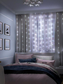 Гирлянда "Занавес-водопад" LDCL300C-W 300 бел. светодиодов 1.5х2.2м внутр. SHLights 4690601043610