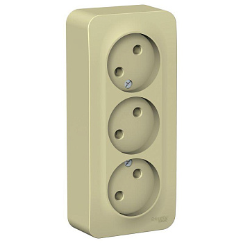 Розетка 3-м ОП Blanca 16А IP20 250В без заземл. без защ. шторок с изолир. пластиной беж. SchE BLNRA000317