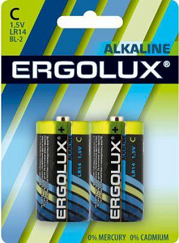 Элемент питания алкалиновый LR14 BL-2 LR14 BL-2 1.5В Alkaline (блист.2шт) Ergolux 11751