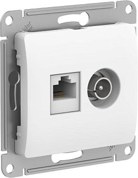 Розетка компьютерная + телевизионная 2-м Glossa RJ45 кат.5E + TV механизм бел. SchE GSL000189 Розетка компьютерная + телевизионная 2-м Glossa RJ45 кат.5E + TV механизм бел. SchE GSL000189