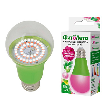 Лампа светодиодная LED-A60-15W/SPSB/E27/CL PLP30GR 15Вт A60 грушевидная прозрачная для растений спектр для рассады и цветения (упак. картон) Uniel UL-00004582 Лампа светодиодная LED-A60-15W/SPSB/E27/CL PLP30GR 15Вт A60 грушевидная прозрачная для растений спектр для рассады и цветения (упак. картон) Uniel UL-00004582
