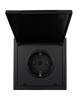 Розетка 1-мест. с/з с крышкой ПБТ СП ZIMA IP20 16А безвинт. зажим черн. бархат LEZARD 704-4288-123BQC