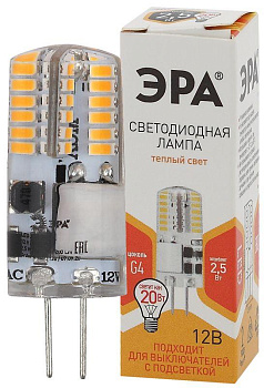 Лампа светодиодная LED-JC-2.5W-12V-SLC-827-G4 JC 2.5Вт капсула G4 тепл. бел. 12В ЭРА Б0049089 Лампа светодиодная LED-JC-2.5W-12V-SLC-827-G4 JC 2.5Вт капсула G4 тепл. бел. 12В ЭРА Б0049089