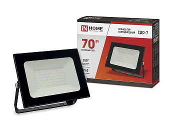 Прожектор светодиодный СДО-7 70Вт 230В 6500К IP65 черн. IN HOME 4690612034645 Прожектор светодиодный СДО-7 70Вт 230В 6500К IP65 черн. IN HOME 4690612034645