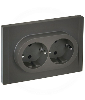 Розетка 2-м СП FORTE&PIANO FP323 16А с заземл. защ. шторки безвинт. крепл. сер. IEK FP-R24-16-1-K03