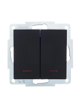 Механизм выключателя 2-кл. с индик. СП VESNA черн. бархат LEZARD 742-4288-112