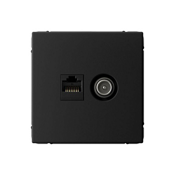 Розетка компьютерная + телевизионная 2-м ArtGallery RJ45 + TV кат.5E карбон SE GAL001089 Розетка компьютерная + телевизионная 2-м ArtGallery RJ45 + TV кат.5E карбон SE GAL001089
