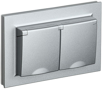 Розетка 2-м СП BRITE РСбш12-3-44-БрА 16А в сборе IP44 с крышкой алюм. IEK BR-R26-16-44-K47-F